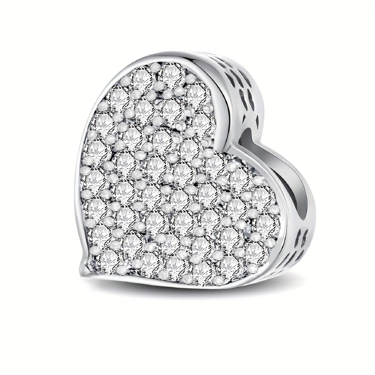 Women's 925 Silver Plated Crown Double Heart Bead for Jewelry Making